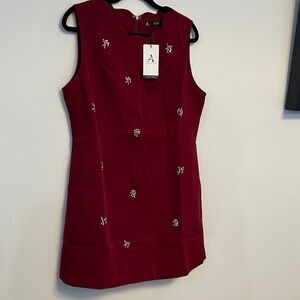 Elegant Wine Sleeveless Mini Dress